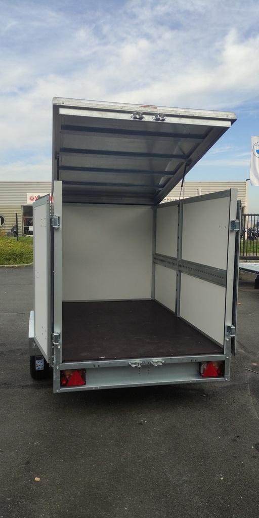 Remorque Fourgon Bois - 207 x 130 x 143 - 1000 Kg - Portes JCC1000 2100