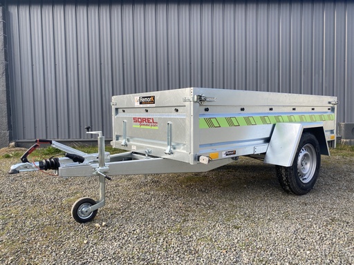 [BAG259-F-1300+] Remorque Utilitaire Tole - 259 x 135 x 50 - 1300 Kg - Freinée R261F113+